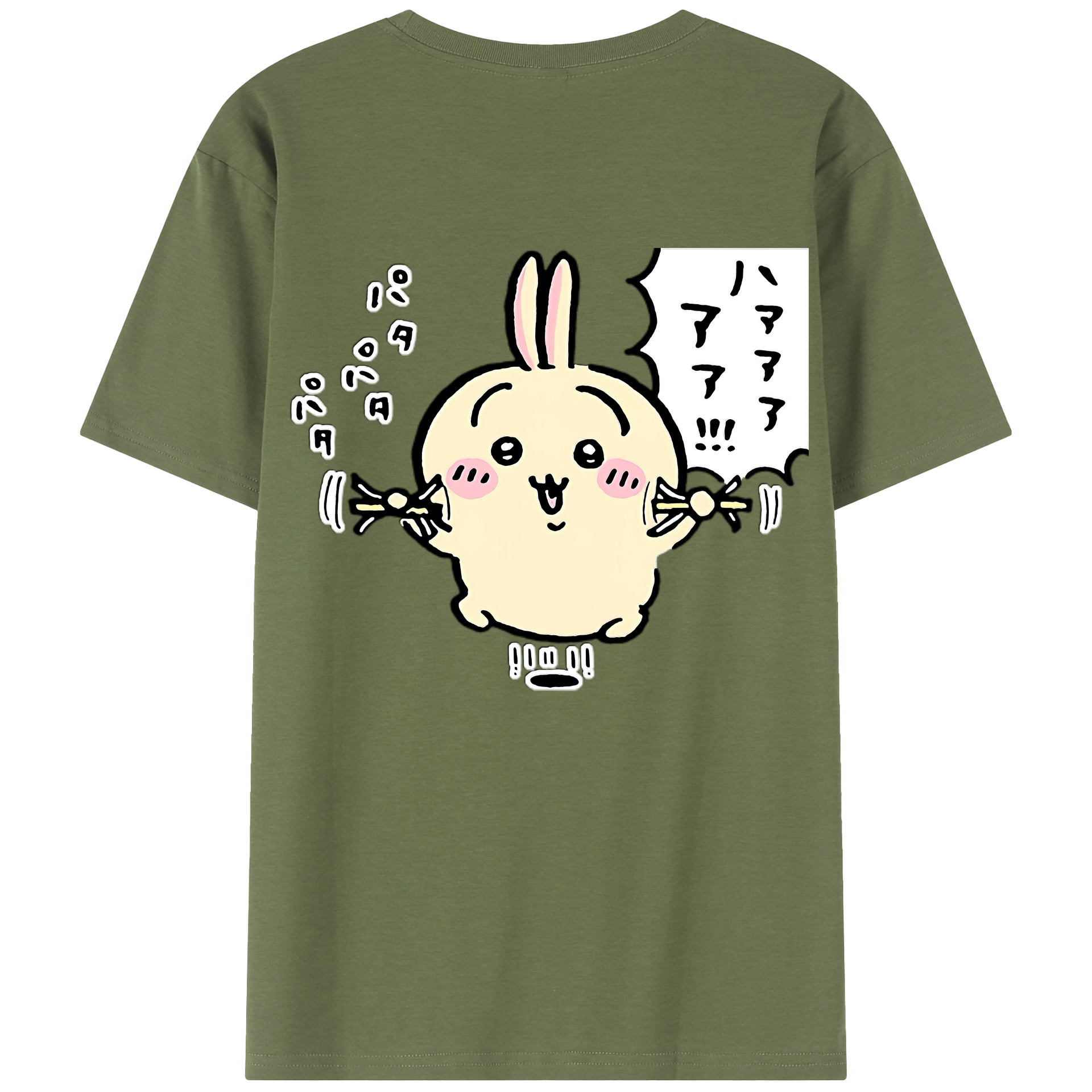 （画像用） ちいかわ うさぎ Chii-kawa usagi 綿100％半袖Tシャツ（背面プリント）